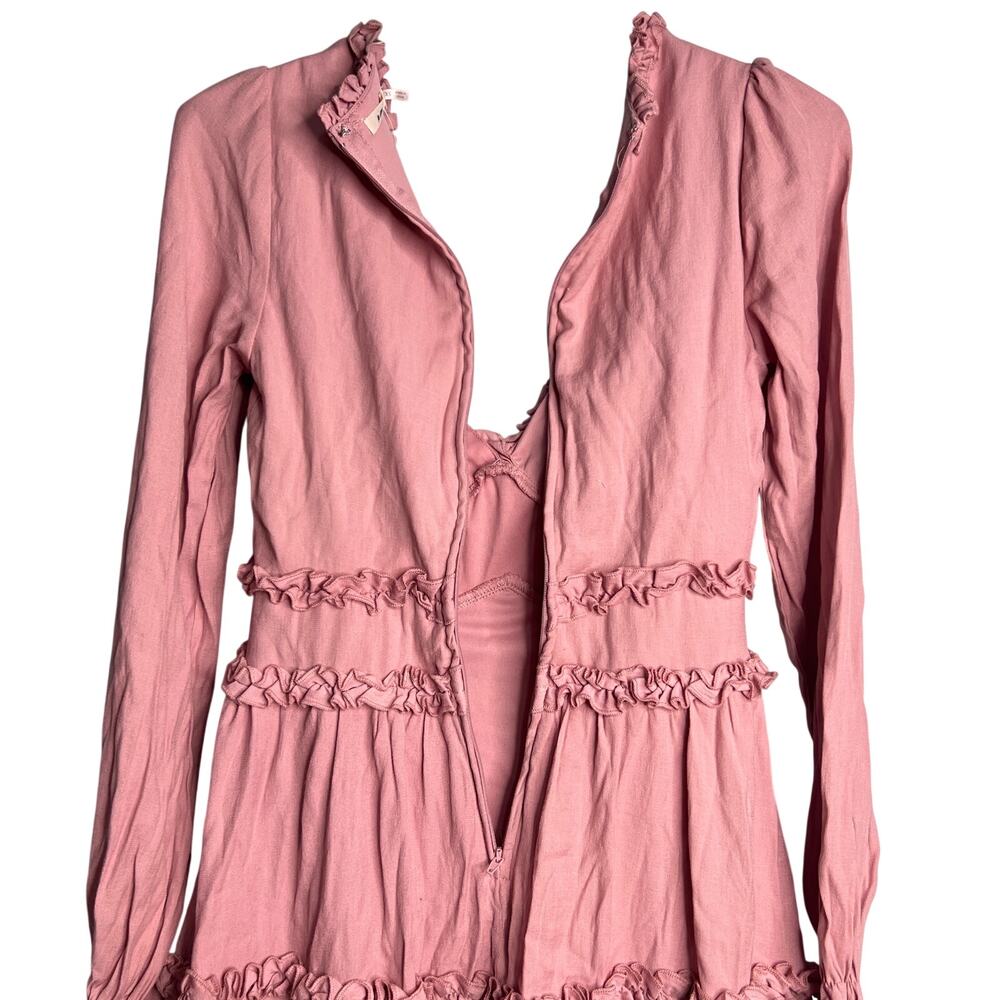 Francescas Mi Ami Mini Dress Talia Dusty Pink Ruffle Trim Size Extra Small NEW - Picture 8 of 12
